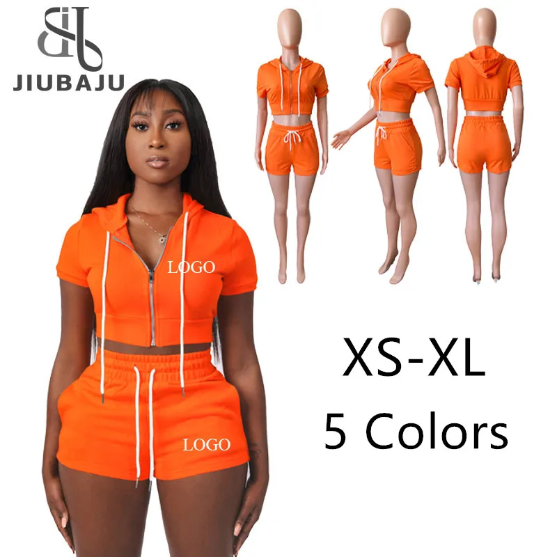 

Crop Top 2 Piece Women Set Fashion Zippered Short Tracksuits For Women Solid Cute Outfits For Women, As picture