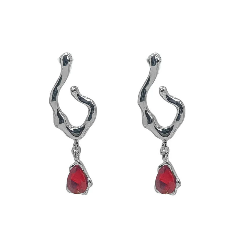 

Aimgal jewelry 925 sterling silver ruby earrings punk style earrings for women