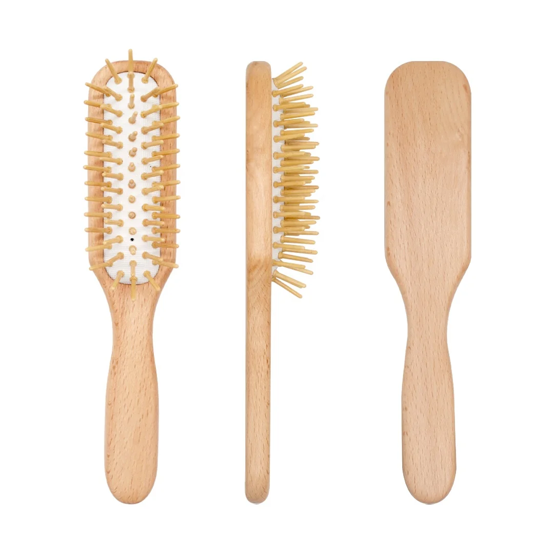 

Hot Selling Customized Logo Wooden Paddle Hair Detangling Brush Air Cushion Denman Hair Brush