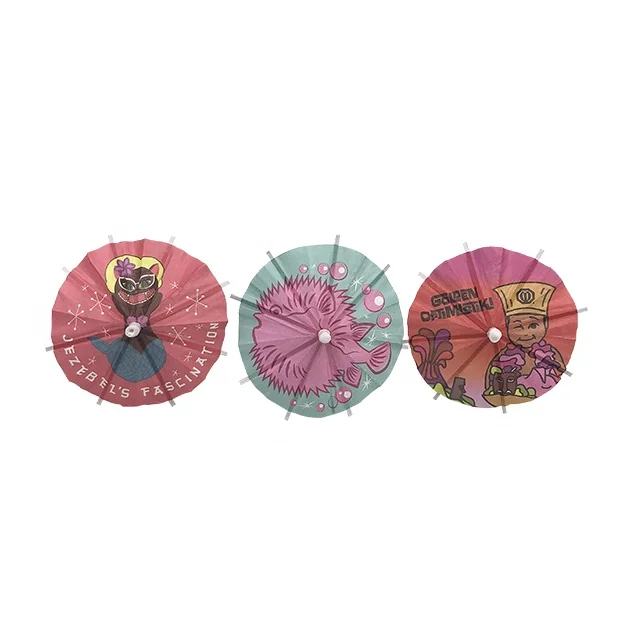 

colored disposable cocktail umbrella pick with bamboo sticks, Customized color