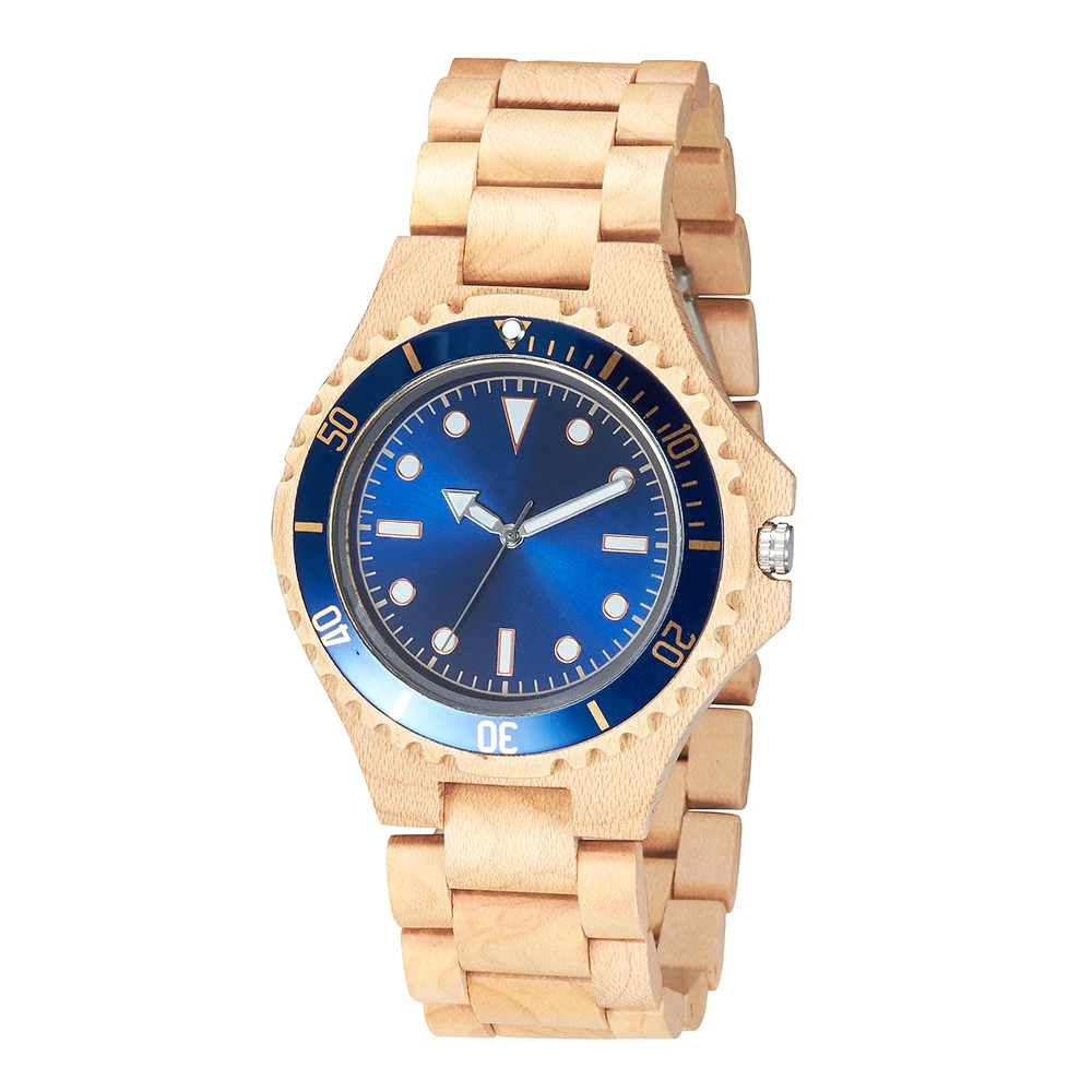 

waterproof push button hidden clasp wood wrist man quartz wholesale men custom mens watch minimal watch