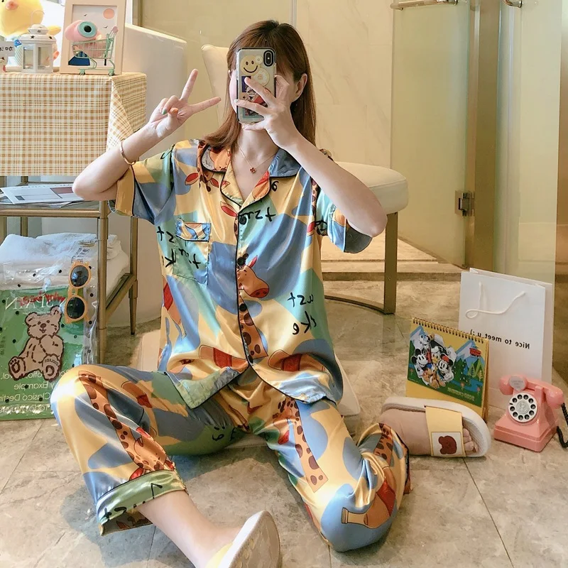 

Night Suits Pemasok Daster Ladies Sleep Wear Baju Tidur Murah Piyama Kartun Lucu Woman Pajama Lounge Set Home Clothes For Woman