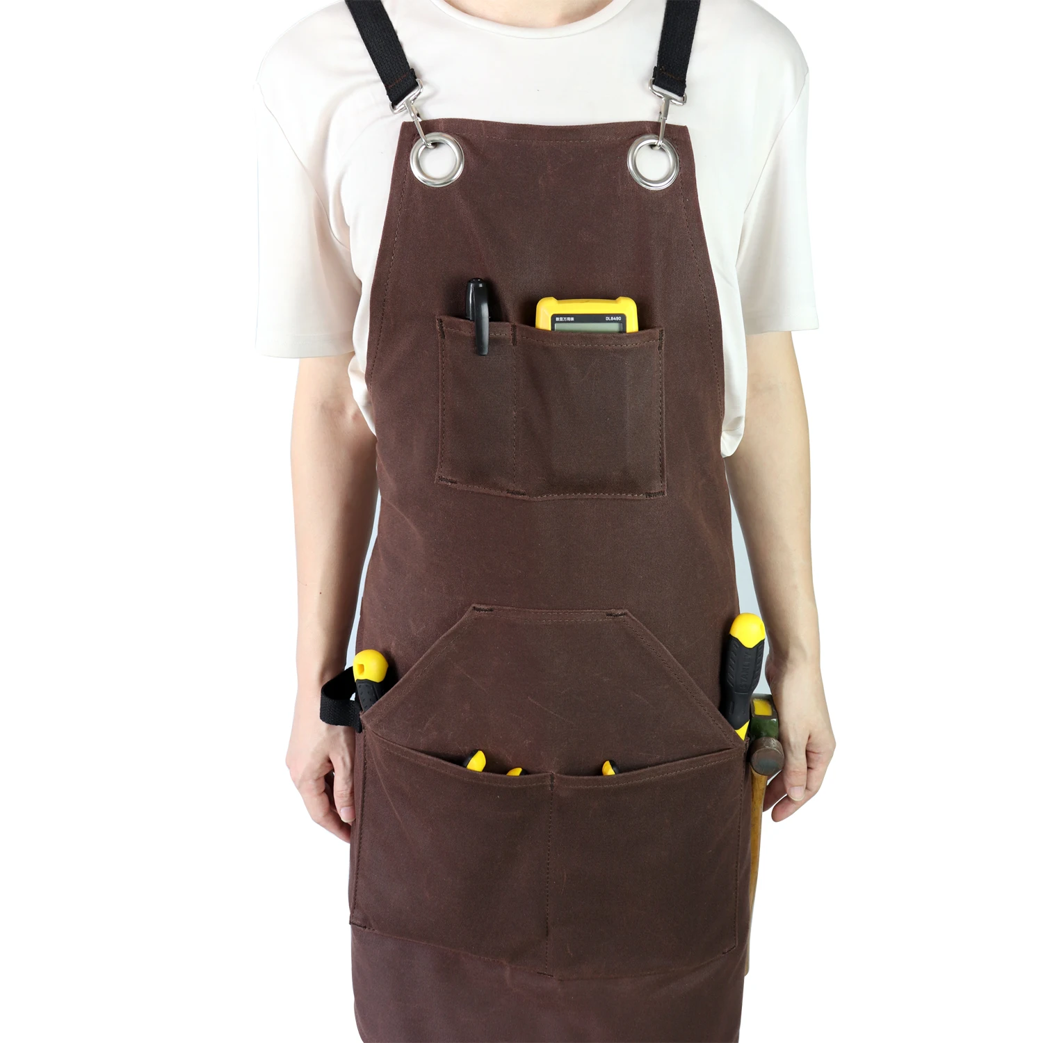 

Cleaning waterproof chef apron cooking 100% cotton apron tool belt carpenter apron, Brown