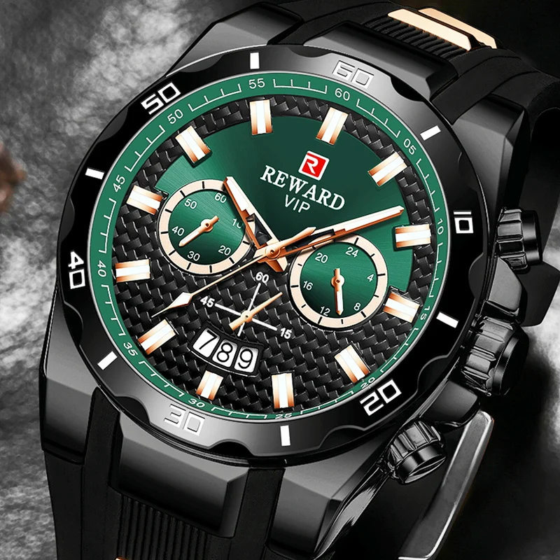 

Reward Top Luxury Brand Mens Watches Fashion Silicone Sport Quartz Watch Men Chronograph Waterproof Wrist Watch