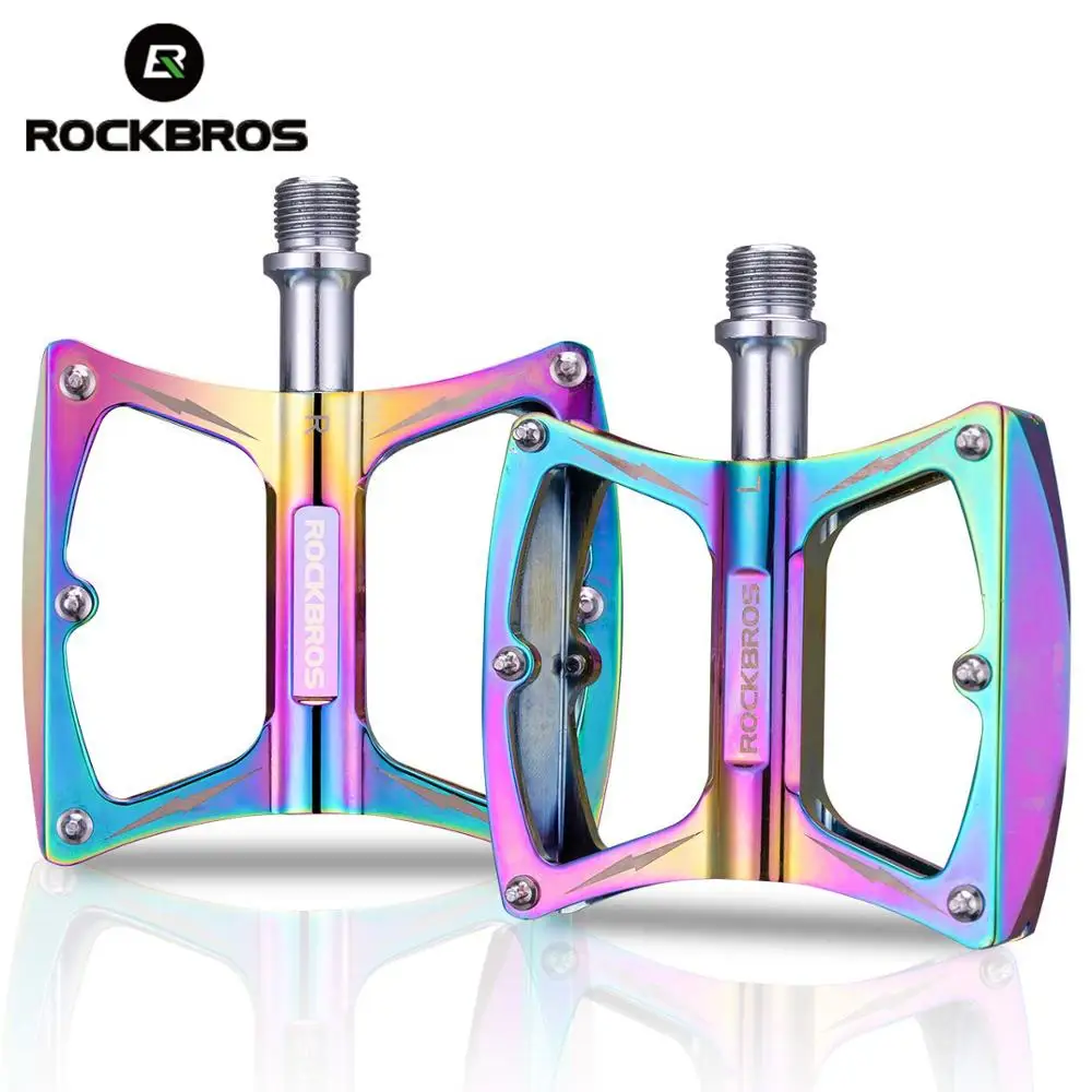 

ROCKBROS MTB 9/16" Aluminum Alloy Anti-slip Sealed Bearing Pedal Waterproof Bicycle Cycling Pedals Bicycle Accessories, Colorful