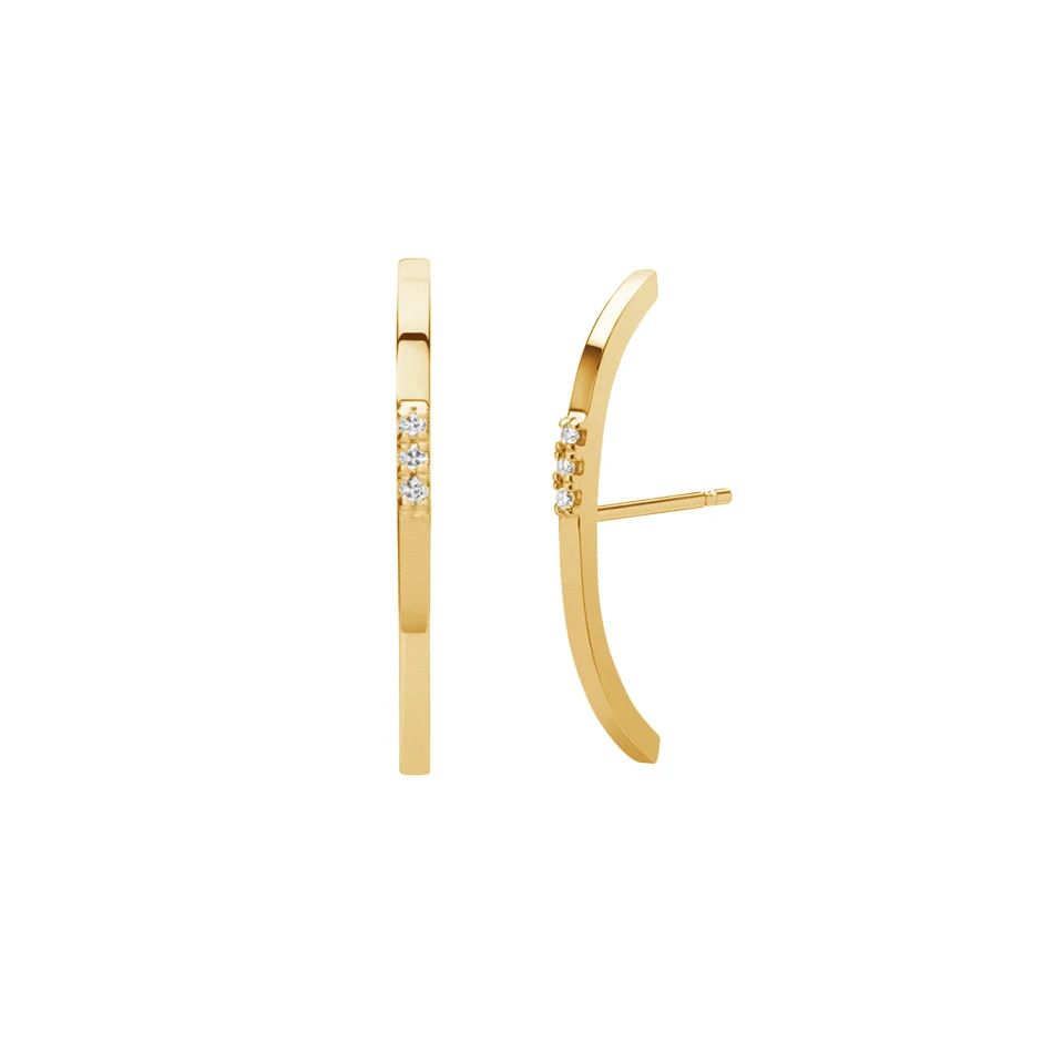 

wholesale minimalist jewelry 18k gold plated earrings 925 sterling silver cuff earring with diamonds