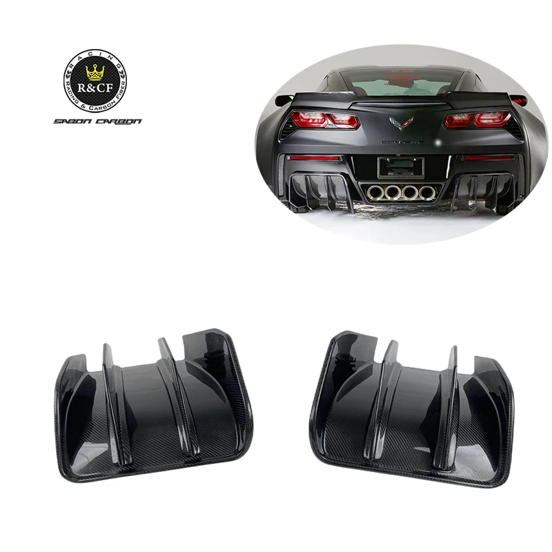 

2014-2019 Rear Bumper Carbon Fiber Diffuser Spoiler Wing Lip Splitter Body Kits For Chevrolet Corvette C7 Z06