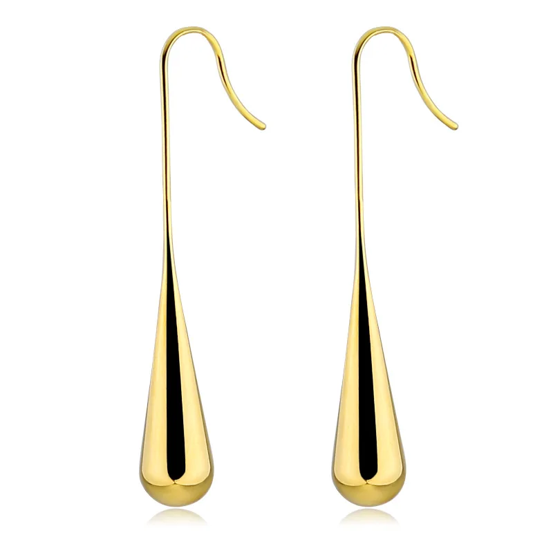 

Fashion Simple Titanium Steel Drop Earrings Jewelry Women 18K Gold Plated Stainless Steel Tassel Long Ear Hook Earrings, As the picture