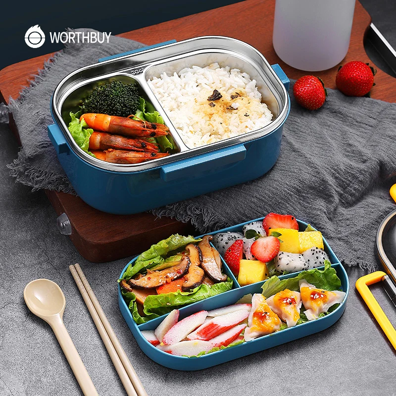 

Japanese 18/8 Stainless Steel Lunch Box For Kids School Leak-Proof Bento Box With Compartment Food Container Storage, Pink,blue,green