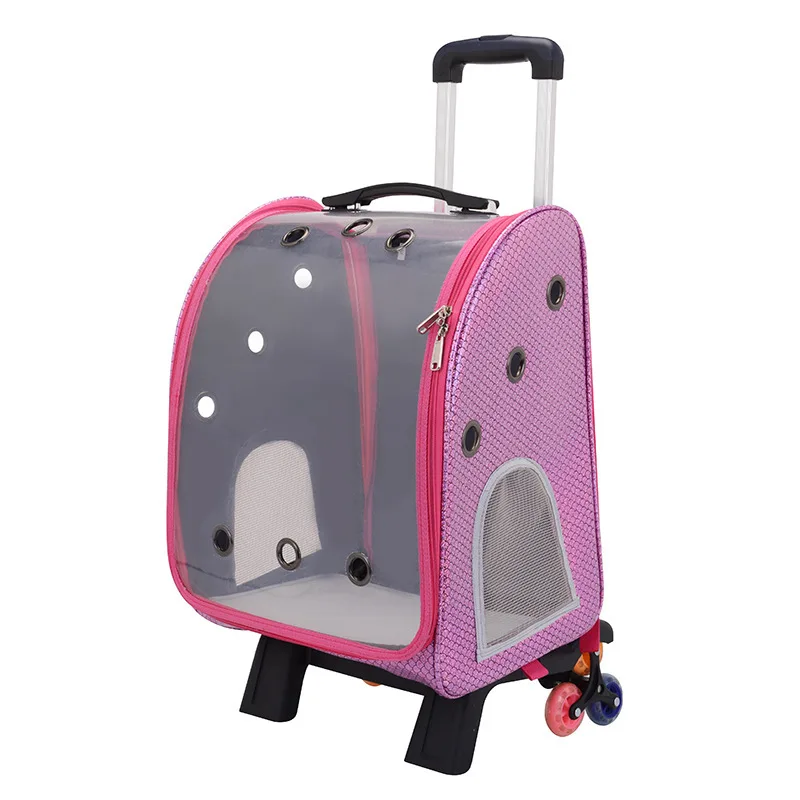 

transparent large space pet trolley capsule case pets carrier bags big bag