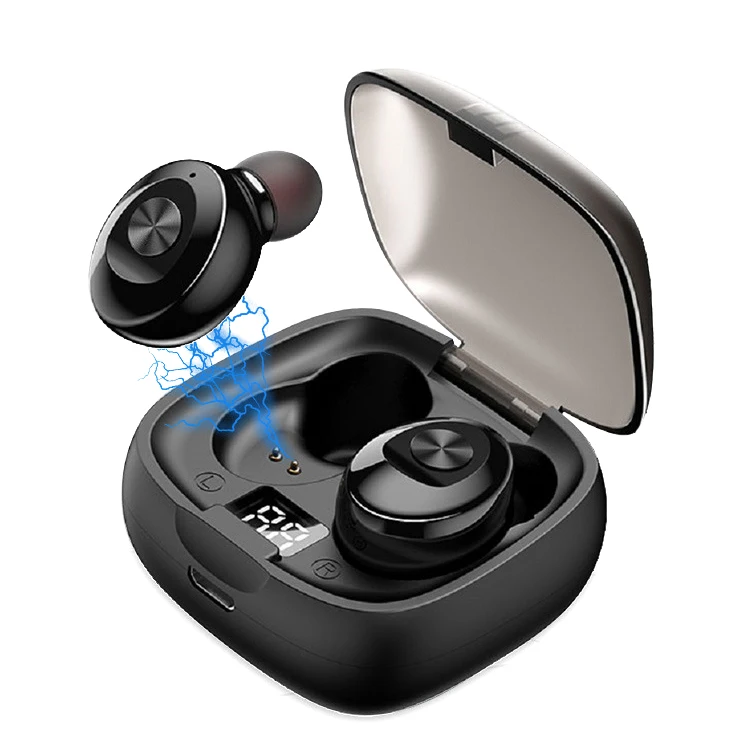 

new arrivals original IPX5 waterproof auto pairing LED display wireless 5.0 earphone headphone, Colors customized