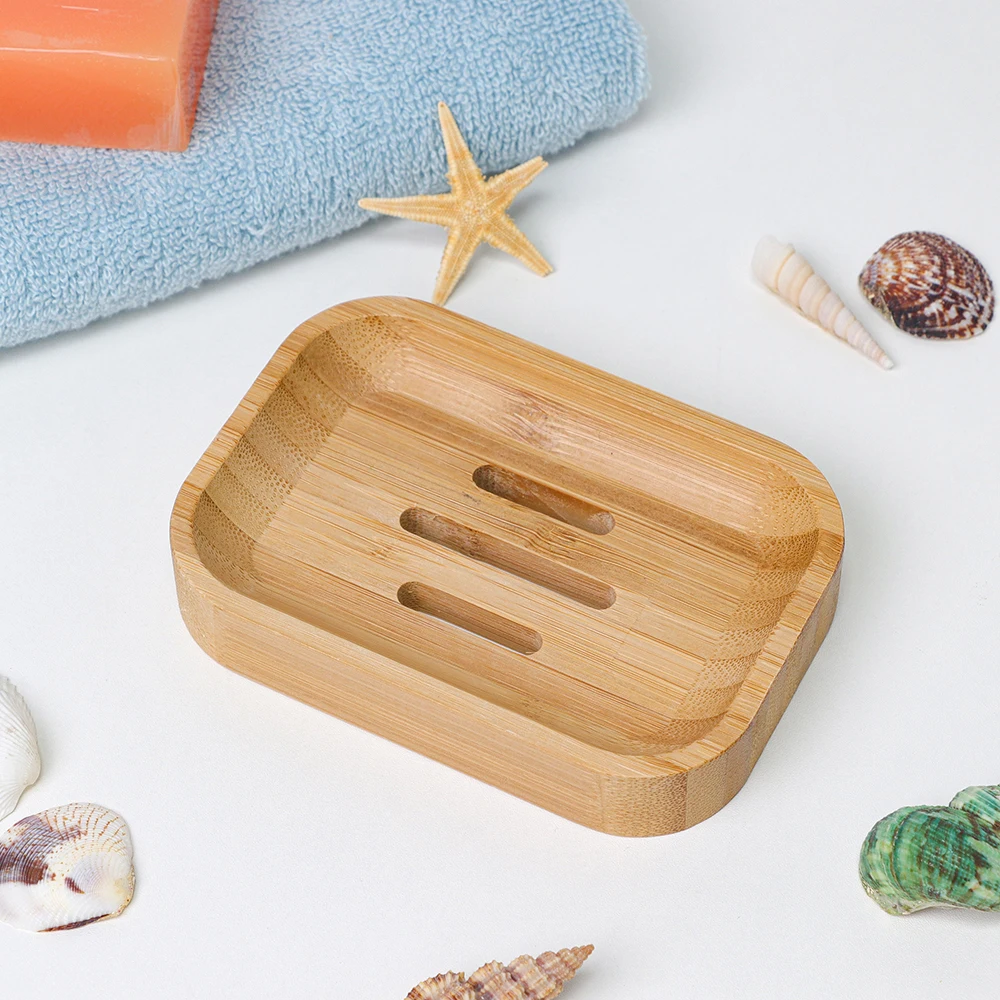 

Eco Friendly Bamboo Soap Dish Shower Case Holder Wooden Soap Dish with Drain Hole