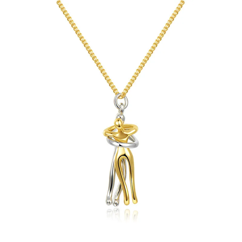 

Designer Fashion 18k Gold Silver plated Couple Hug Pendant Necklace for couple