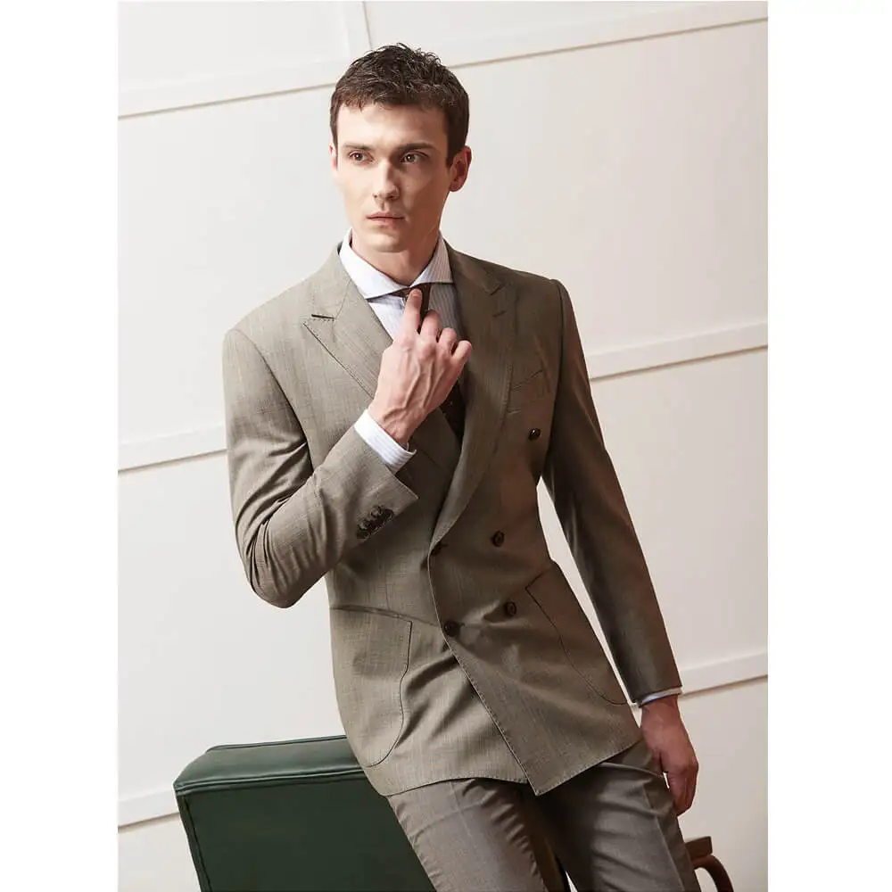 

Fast delivery double breasted wool fabric closure collar men suit set manufacturer,quality men suit