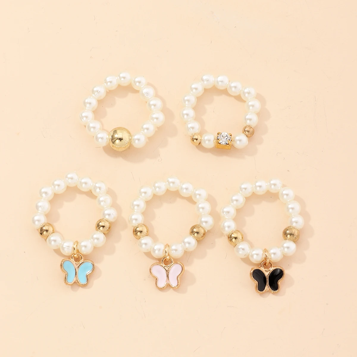 

5 Piece/Set Cute Plastic Kids Rings Girls Resin Alloy Child Cartoon Rings Children's Day Jewelry