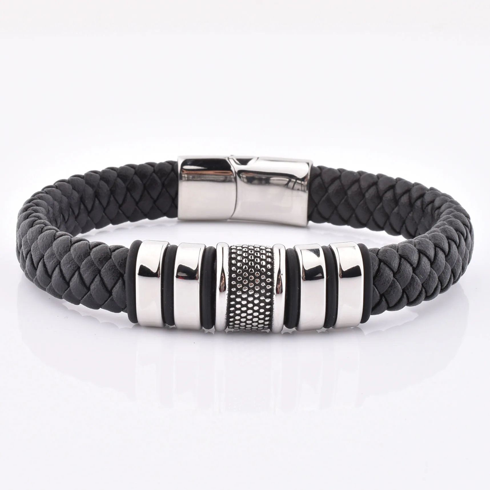 Customized Luxury Genuine Leather Bracelet Charms Mens' Simple Leather Bracelets