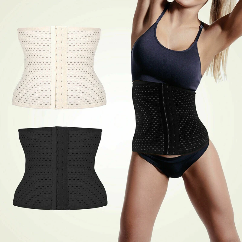 

Comfortable Breathable Adjustable 3 Rows Hook Control Tummy Women Waist Cincher Trimmer, Black,white,skin color