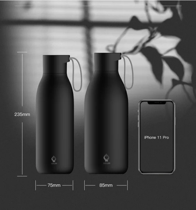 

Wholesale stainless steel tea milk reminding alarm baby UV bottle eco-friendly water bottle, Customized color