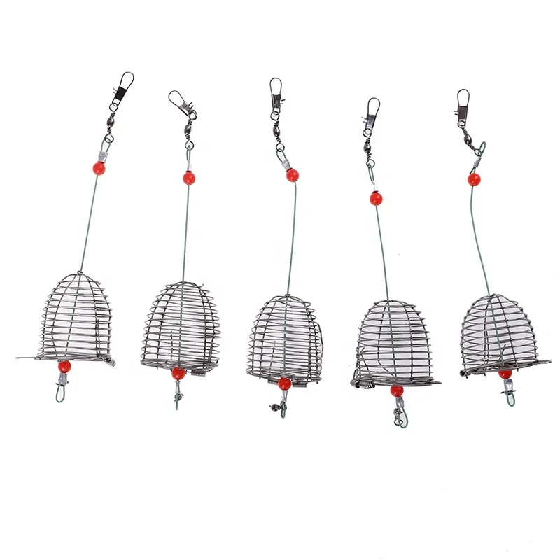 

5Pcs Stainless Steel Wire Fishing Lure Conical Cage Fish Bait Lure Fishing Accessory Bait Cage Fishing Trap Basket Feeder Holder, Picture