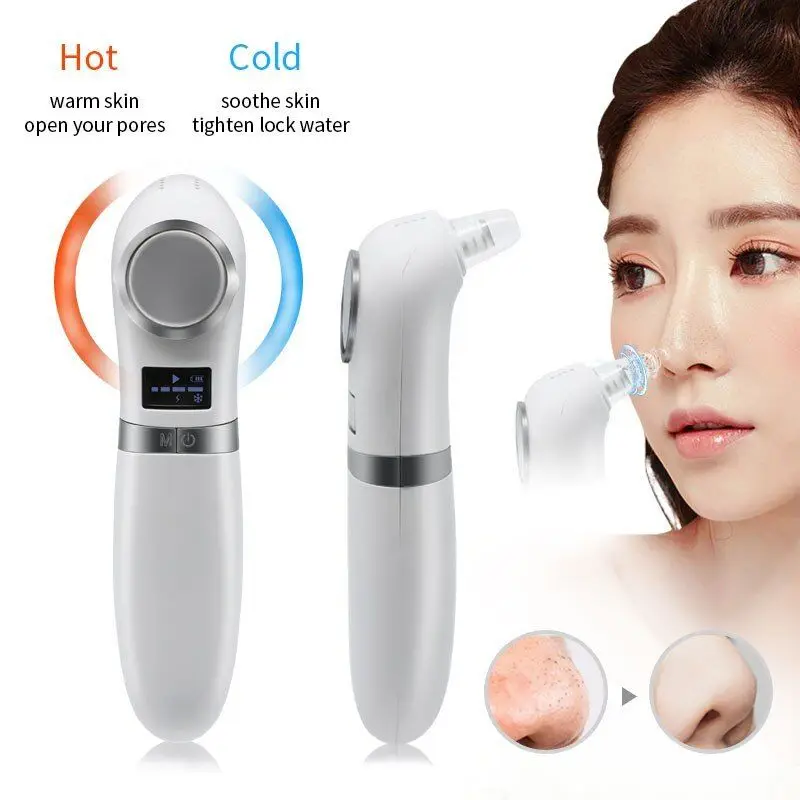 

2020 blackhead remover vacuum skin care scrubber device remove blackheads strawberry nose strong suction blackhead remover, White