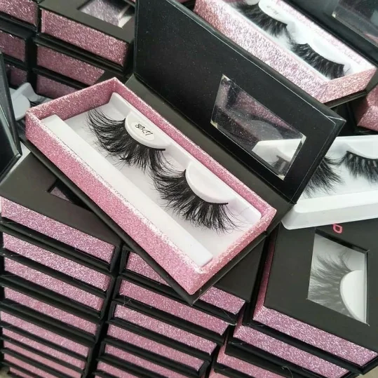 

Wholesale eyelash free mink eyelash samples vendor with customized packaging box 5d fluffy 20 mm mink eyelashes, Black