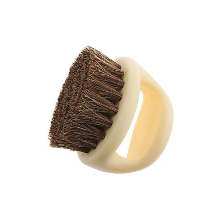 

White Round Plastic Handle Shoe Brush Portable Mini Horsehair Shoe Brushes For Travel, Picture color