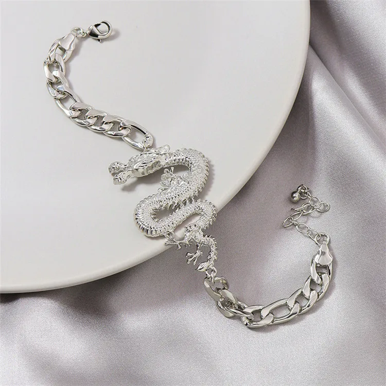 

Cross-Border Trade Fashion Personality Bracelet Wholesale Silver Alloy Dragon Bracelet, Silver,gold or custom