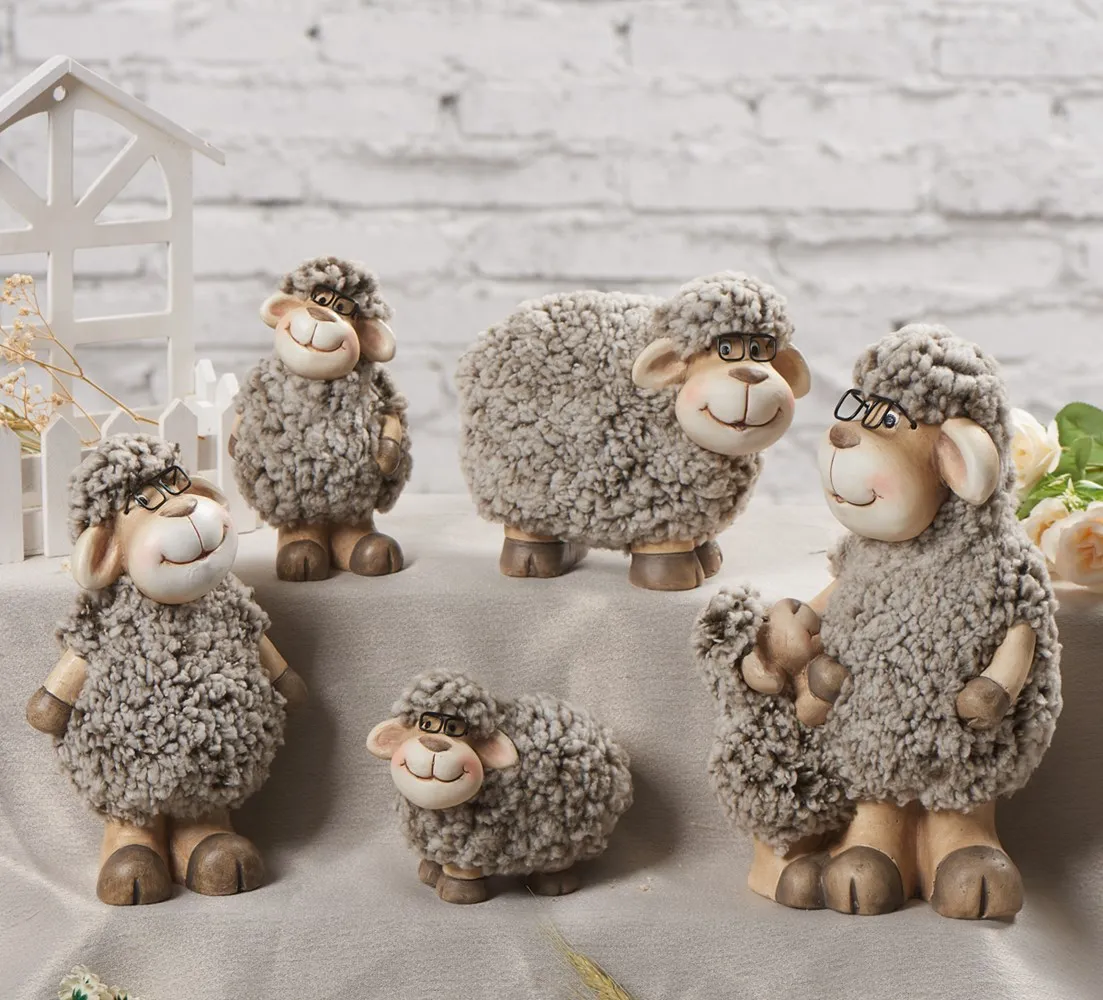 

Easter Creative Ornament Ceramic Handicraft Brown Sheep Interior Table Decorations For Home, Sample color or custom color