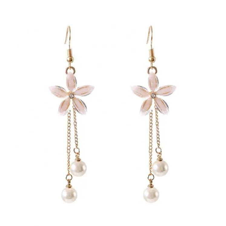 

Crystal Flower Pearl Earrings Fashion Fringed Women's Earrings, Picture