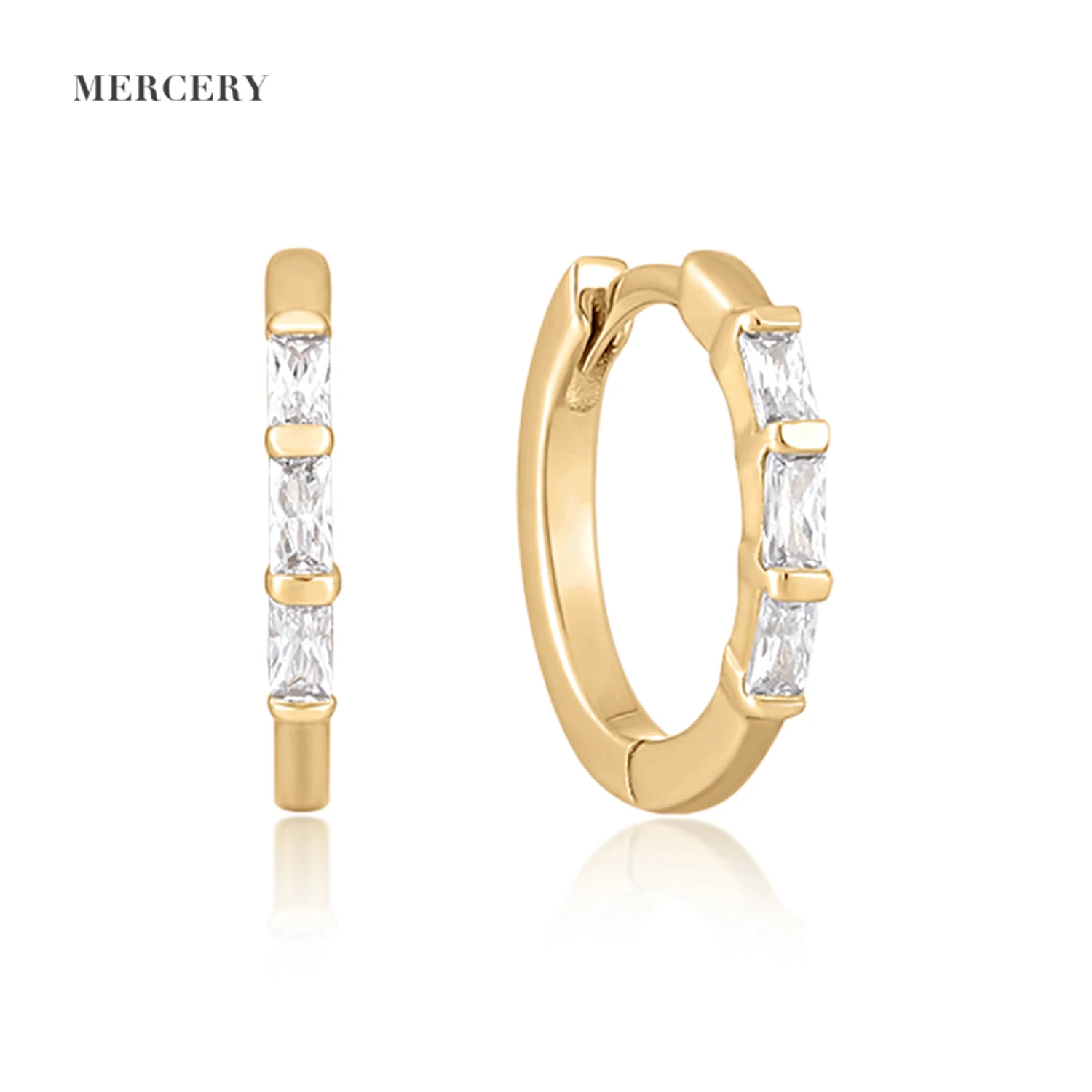 

Mercery Diamond Huggies Earrings 14K Solid Gold Tiny Cuff Earings Small Huggie Hoop Earrings Simple Lightweight Gift For Women