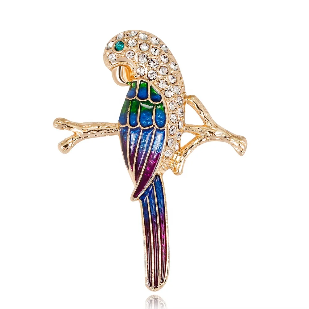 

Simple and Elegant Parrot Shape Wholesale Custom Rhinestone Brooch