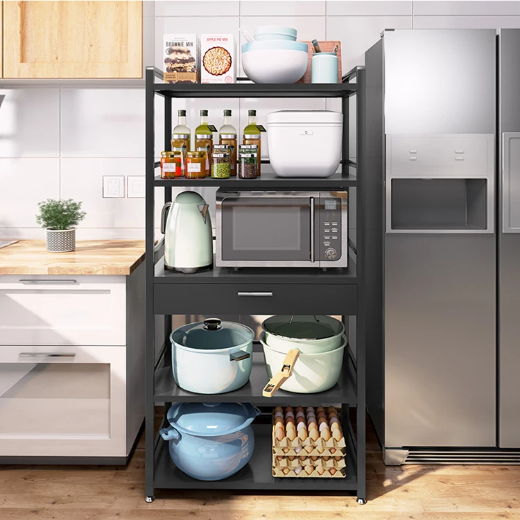 

2020 New Design Storage Shelves Kitchen Corner Holder Living Room Shelves Storage, Black