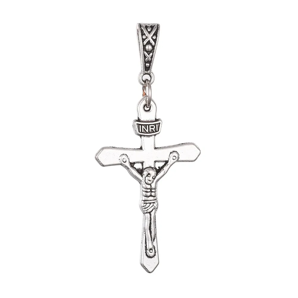 

PandaHall Tibetan Style with Words INRI Crucifix Cross Alloy Pendants, Antique silver