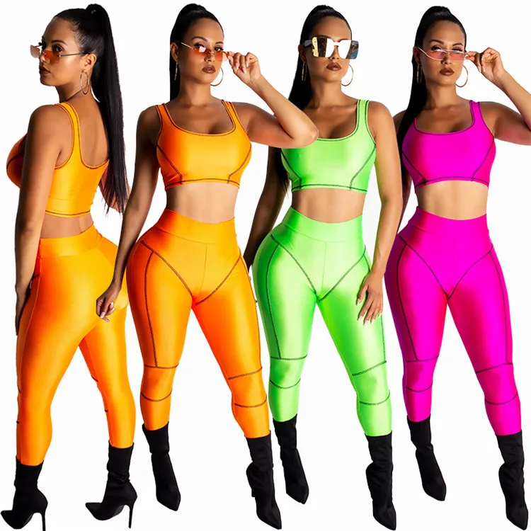

Top Selling women sport gym yoga 2pcs vest bra sports legging pants