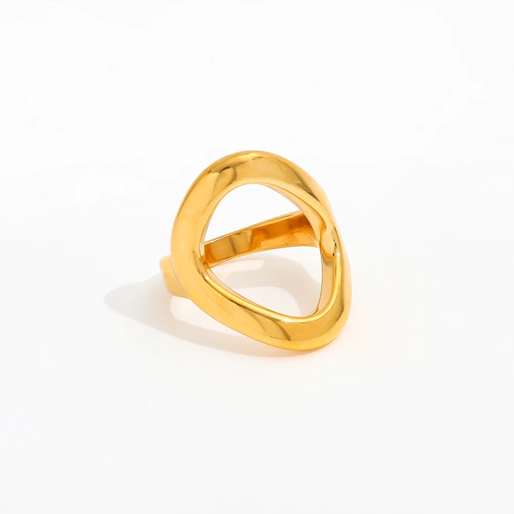 

Joolim Wholesale 18K Gold Plated Big Irregular Lines Circle Rings for Women Stainless Steel Jewelry Tarnish Free & Waterproof