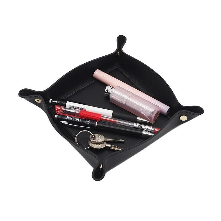 

Hot sale trendy organizer desk office set custom business mens valet real leather tray for jewelry