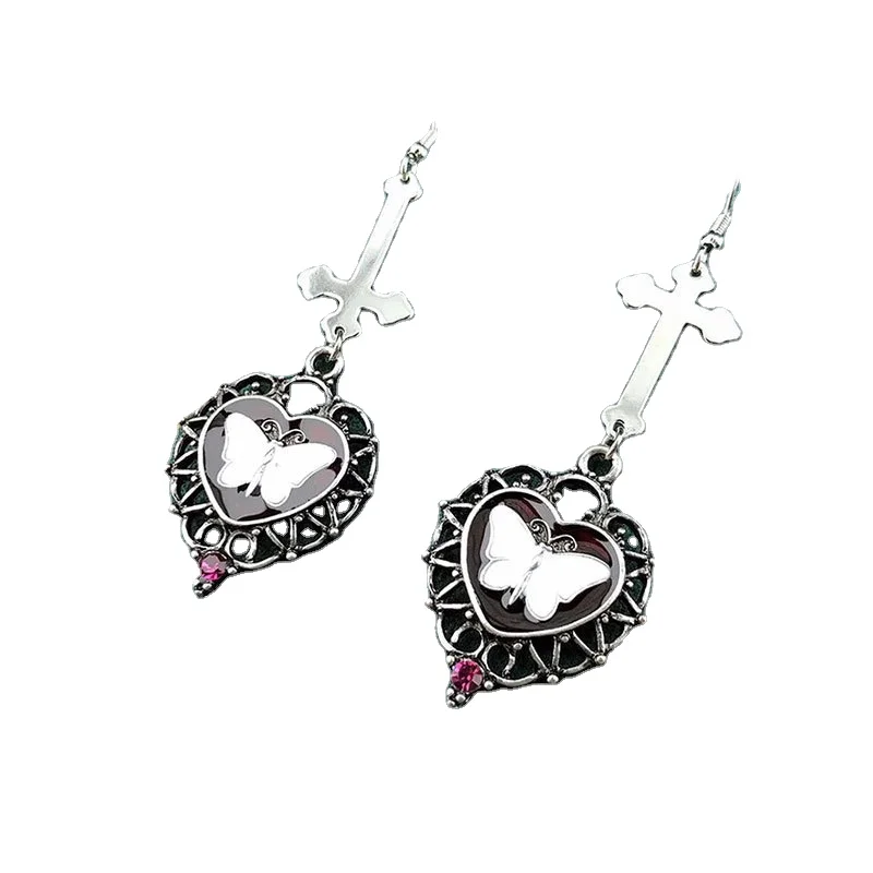 

The new cross love butterfly palace earrings European and American fashion exaggerated personality earrings for women 2021