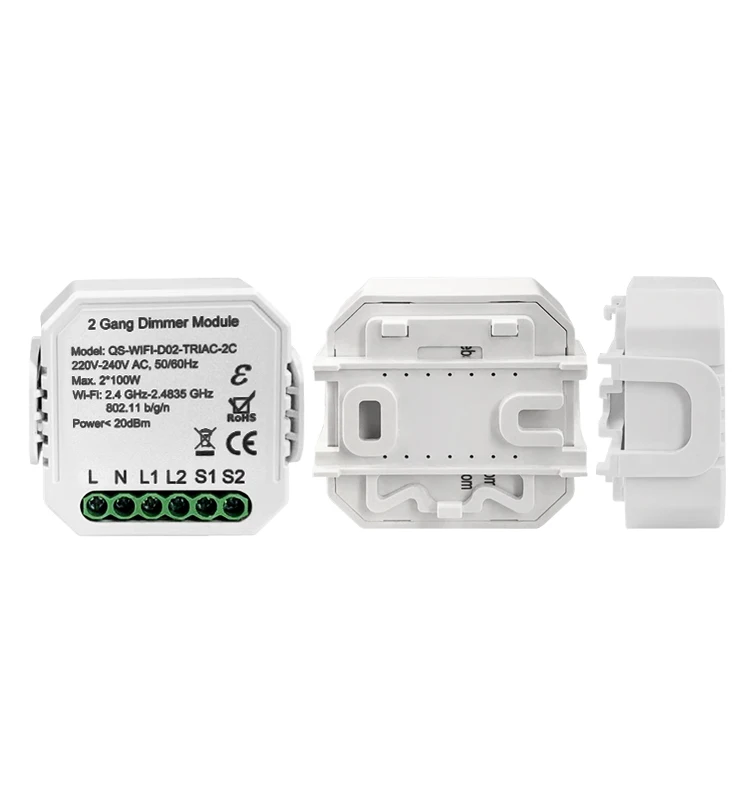 Mains 220V AC 2X100W 2 Gang Smart Wifi Dimmer Module for Home Automation