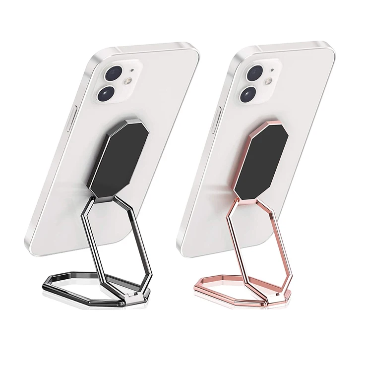 

2021 New 360 Rotation Metal Ring Grip Work with Magnetic Car Mount Foldable Cell Phone Stand Phone Ring Holder Finger Kickstand, Black, gold