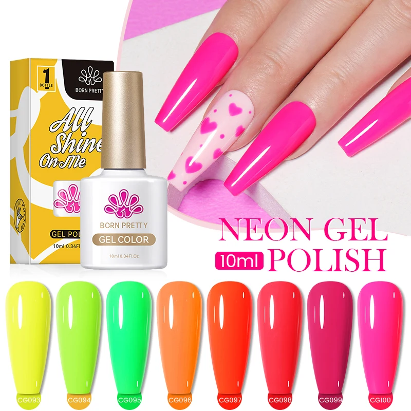 

BORN PRETT Summer Hot Sale 2023 Highly Pigmented Gel Colors 10ml Yellow Green Neon Fluorescent Gel Polish for Wholesale