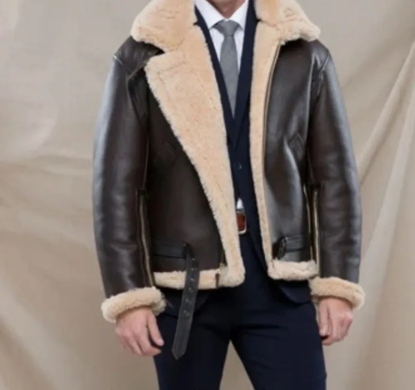 

OEM Sheepskin Leather Bomber Jacket with Detachable Hood pure leather jacket leather jackets for men, Customized color