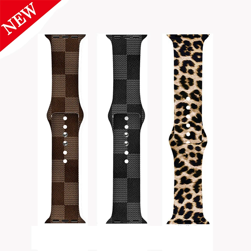 

Bracelet Luxury brand silicone rubber Wrist AJ Floral Printed Camouflage Tpu Tassel 42mm Band 38mm For Apple Watch 6, Optional