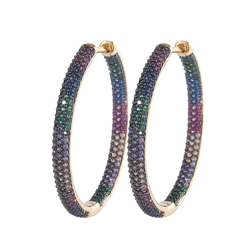 

Rainbow cz micro pave hoop earring jewelry woman earring, Silver/gold