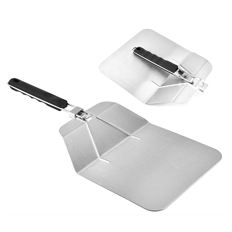 

Extra Large Folding Baking Tool Pizza Turning Shovel Peel Paddle Stainless Steel For Grill, Black