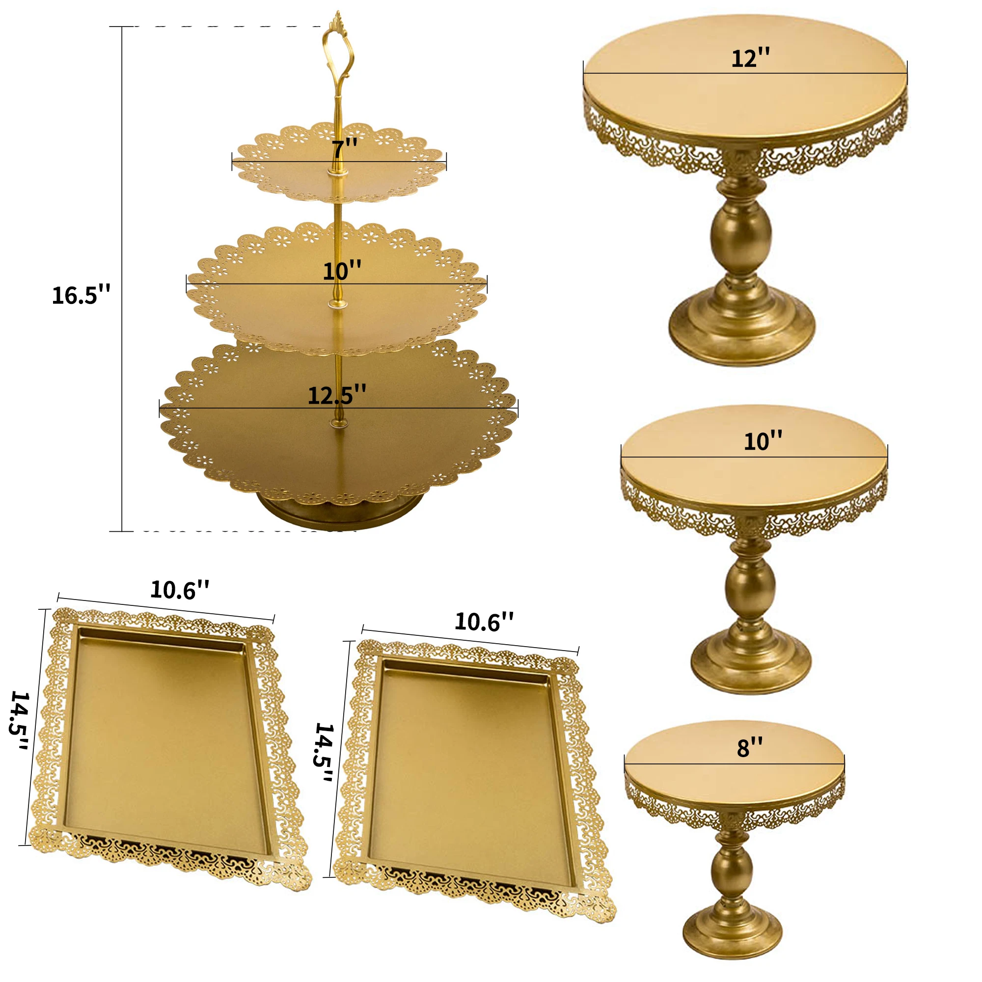 

Metal Cupcake Holder Carriage Cup Cake Stand Set Decorating Dessert Display for Birthday Wedding Gold & White