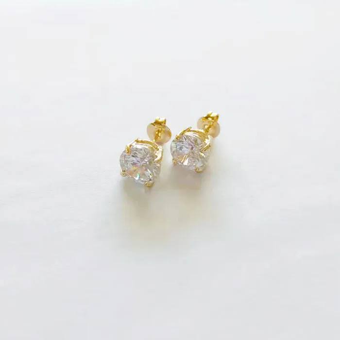 

Ladies Fashion Personality 18K Gold Plated 9mm Round Cubic Zirconia Diamond Stud Earrings, Picture shows