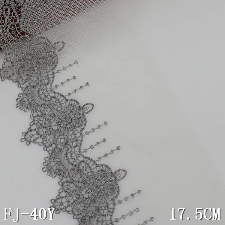 

water-soluble patchwork mesh embroidered fabric french lace fabric for women, Gray