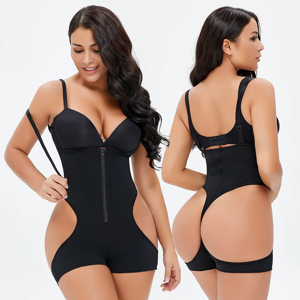 

2020 New Women's Girdle body shaper tummy control waist slimming open butt lifter Shapewear fajas-colombi, Black,nude