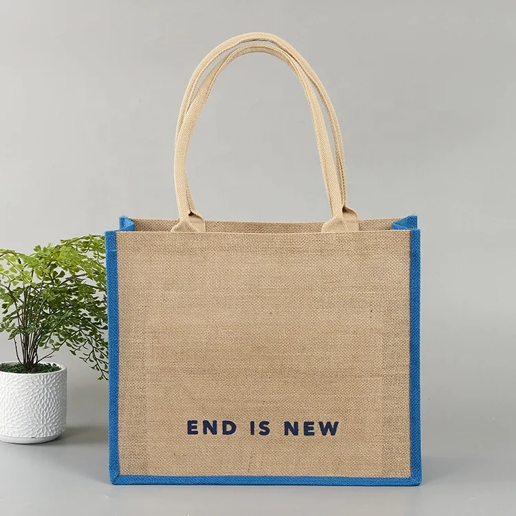 

2020 top quality recycled jute tote bag custom shopping bag, Customized color