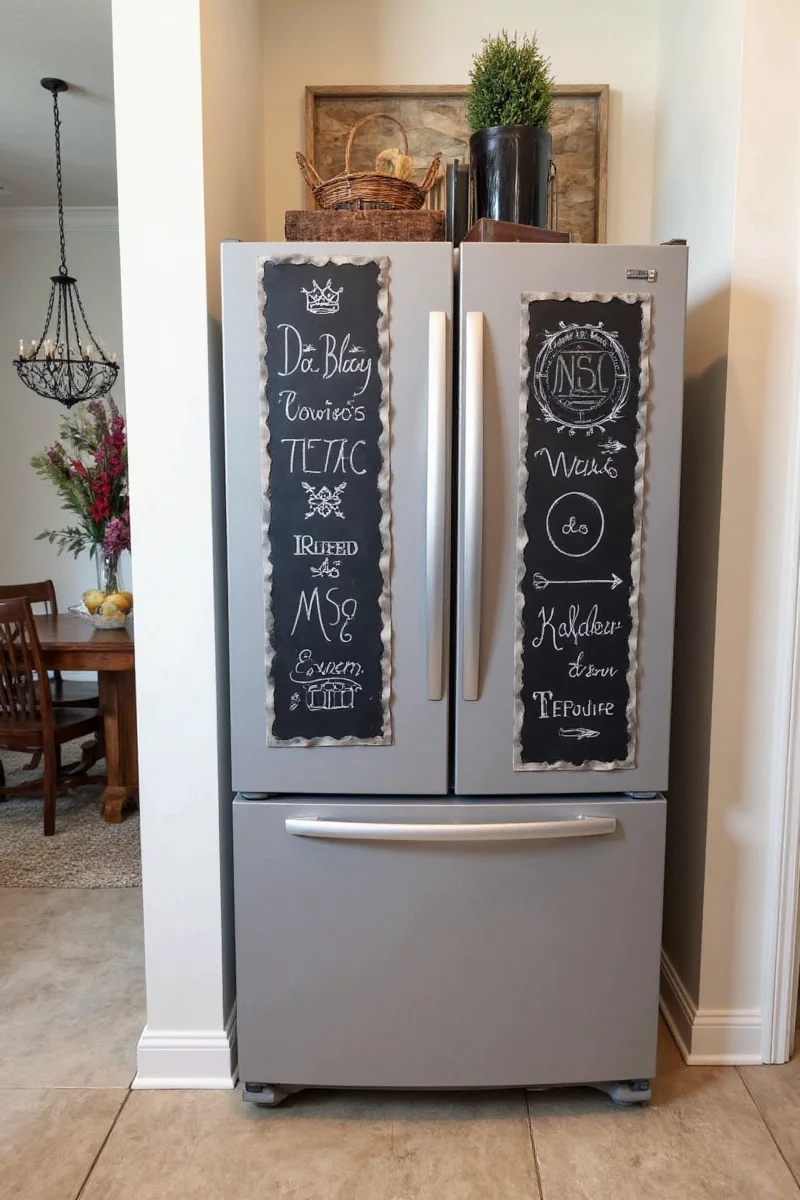 DIY painted chalkboard on fridge
